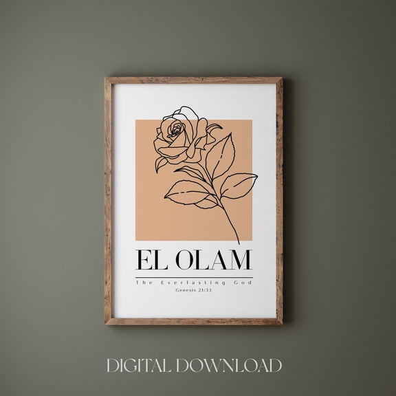 El Olam Floral Wall Art Print Hebrew Name Decor