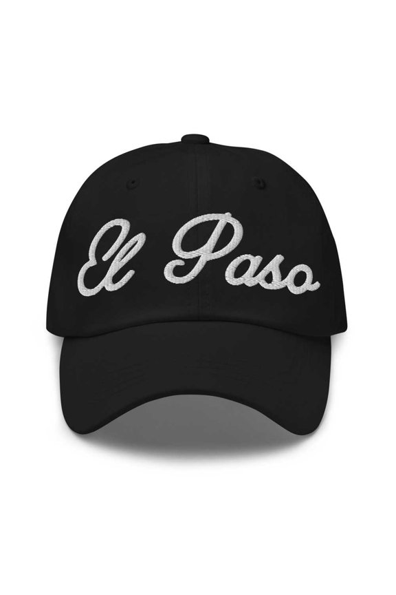 El Paso Baseball Cap El Paso Dad Hat Bold Script Texas TX Hat Embroidered Souvenir Gift Black