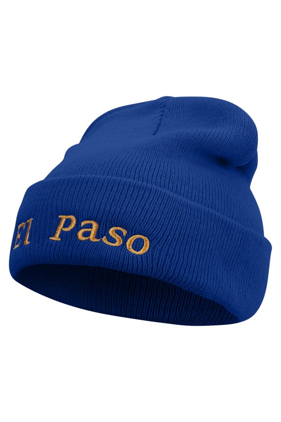El Paso Logo Embroidered Super Stretch Knit Watch Cap Beanie - Royal OSFM