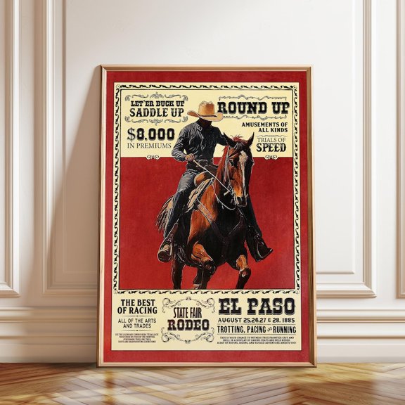 El Paso Rodeo Wall Art Print, Unframed Paper Poster 8x10in