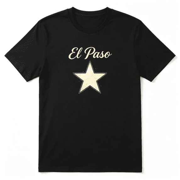 El Paso Texas City Star Emblem Retro Graphic Tee for Men and Women, Outdoor Road Trip Cotton Short Sleeves T-Shirt