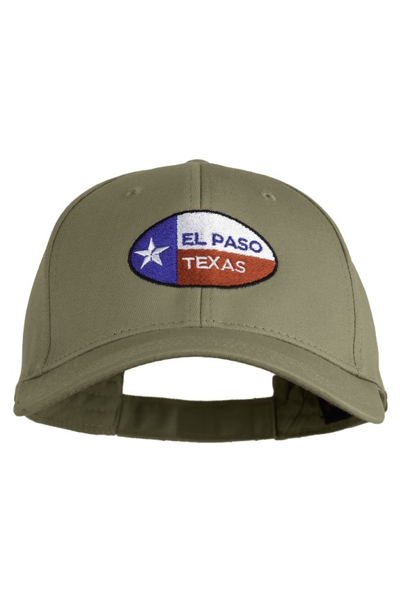 El Paso Texas Embroidered Solid Cotton Twill Low Profile Strap Cap - Khaki OSFM