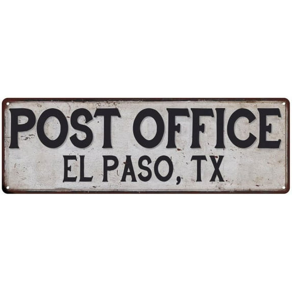 El Paso, Tx Post Office Sign Vintage 6x18 206180011013