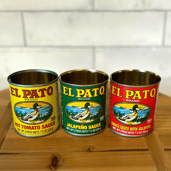 El Pato Mexican Hot Sauce Variety flavor – 7.75 oz Cans of Tomato, Jalapeño & Jalapeño Tomato Sauce. Pack of 3