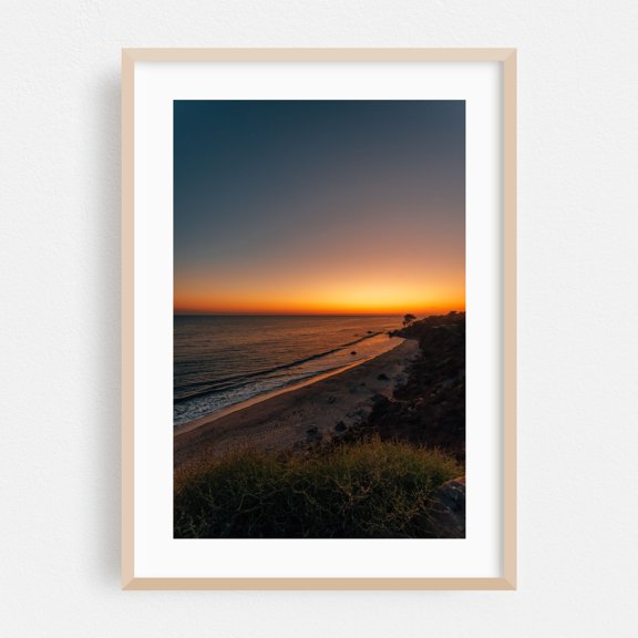 El Pescador Sunset 01 - Los Angeles California Photography Sunset Beach Coast Ocean Scenic Nature Landscape Oak Framed Wall Art Print 5 x 7 inches