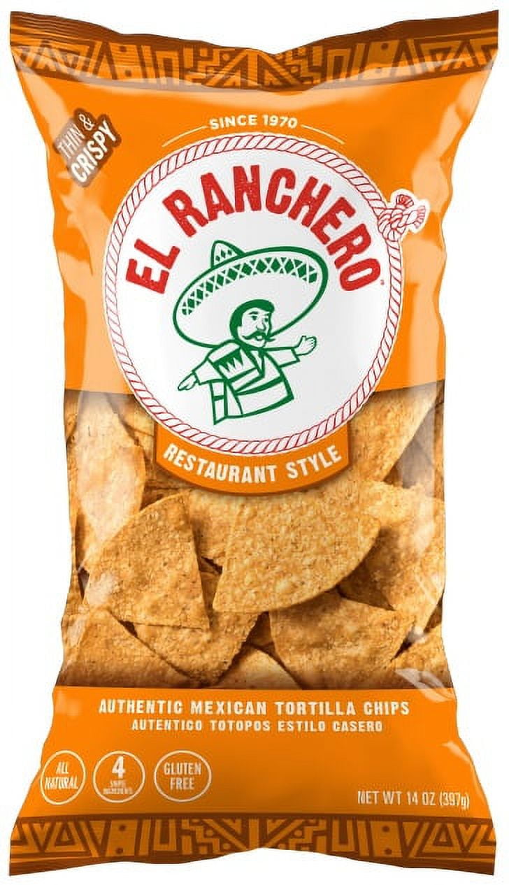 El Ranchero Corn Tortilla Thin and Crispy Restaurant Style Chips Plastic Bag, 12 oz