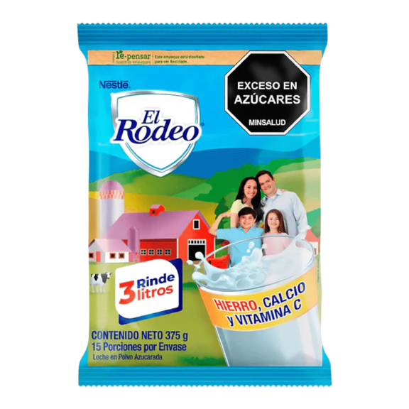 El Rodeo Powdered Milk 375g - Makes 3 Liters - Imported from Colombia - Whole Milk Powder - Leche en Polvo