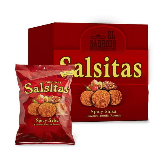 El Sabroso Salsitas Spicy Salsa Tortilla Chips, 3 oz (Pack of 12) Bold Crunchy Snack, Zesty Tortilla Chips