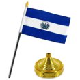 thumbnail image 1 of El Salvador 4"x6" Flag Desk Set Table Stick Gold Base, 1 of 1