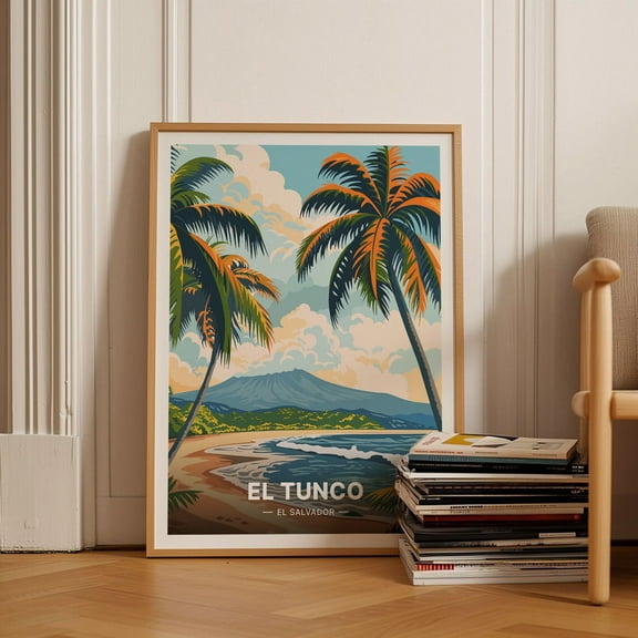 El Salvador El Tunco Retro Matte Finish Wall Art, Unframed Paper Poster 16x20in