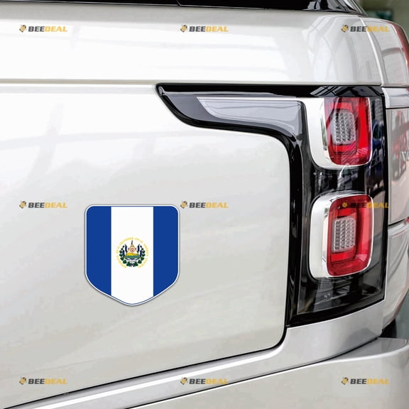 El Salvador Flag Car Magnet Shield Magnetic Sticker Decal - 2 Pack Reflective 4" - for Truck Door Fridge Reusable Waterproof