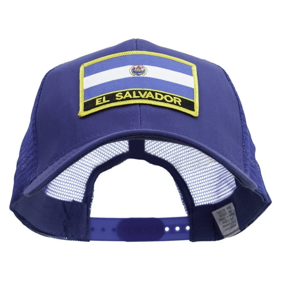 El Salvador Flag Patched Big Size Solid Cotton Twill High Profile Mesh Pro Style Cap - Royal XL-3XL