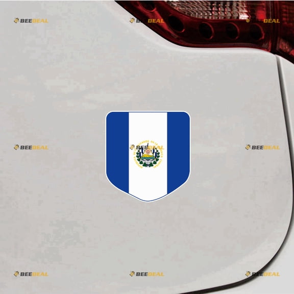 El Salvador Flag Sticker Decal Vinyl Shield - 2 Pack Reflective 4" - For Car Boat Laptop Cup