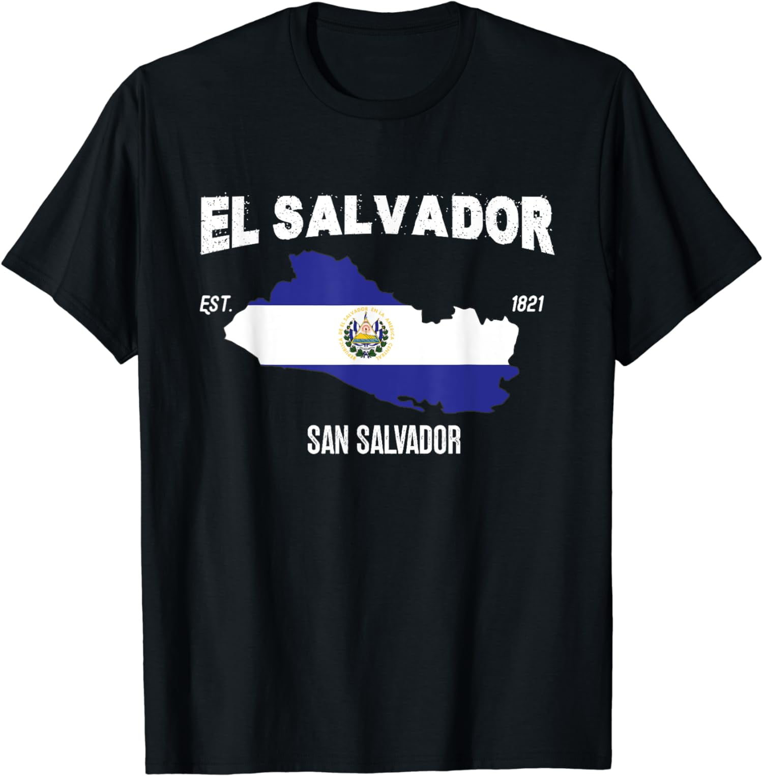 El Salvador Flag and Map, Salvadoran National Day 2024 T-Shirt 