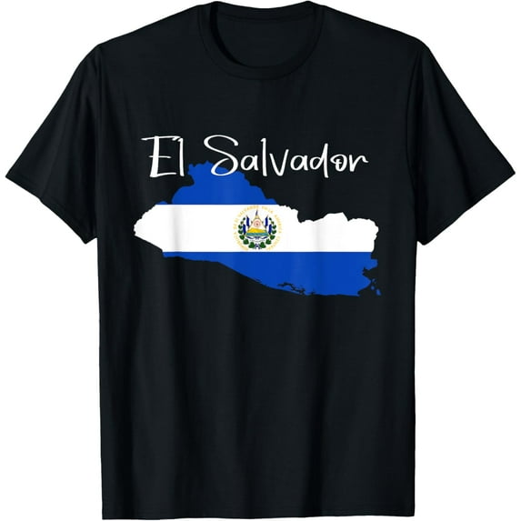 El Salvador Flag shirt, El Salvador map, Salvador for women T-ShirtMen and women, Black T-shirt, size: Extra large