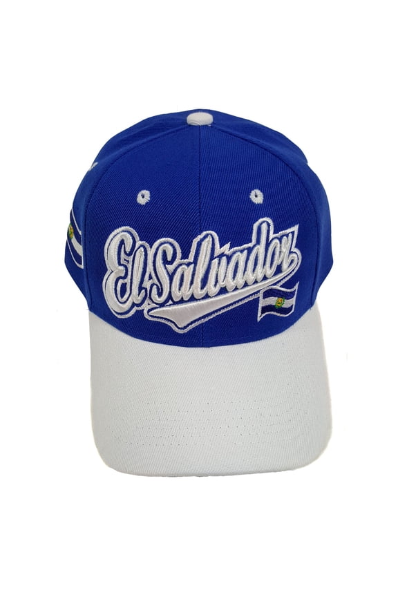 El Salvador Flash Style Baseball Hat Cap (Royal Blue/White)