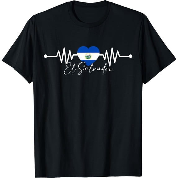 El Salvador Heritage Roots Heartbeat El Salvadoran Flag T-Shirt