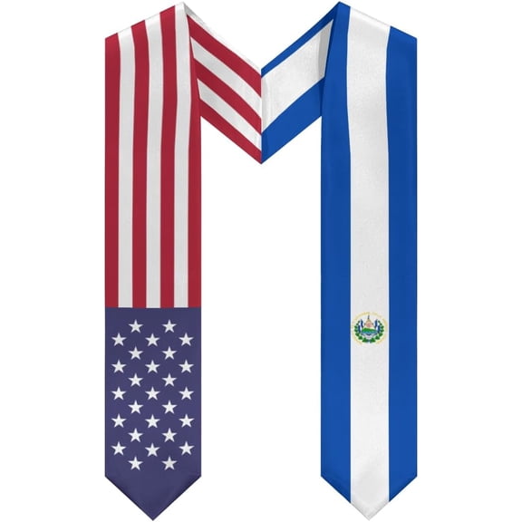 El Salvador Mix United States Flag Graduation Stoles Shawls Sash International Study Graduate Scarves