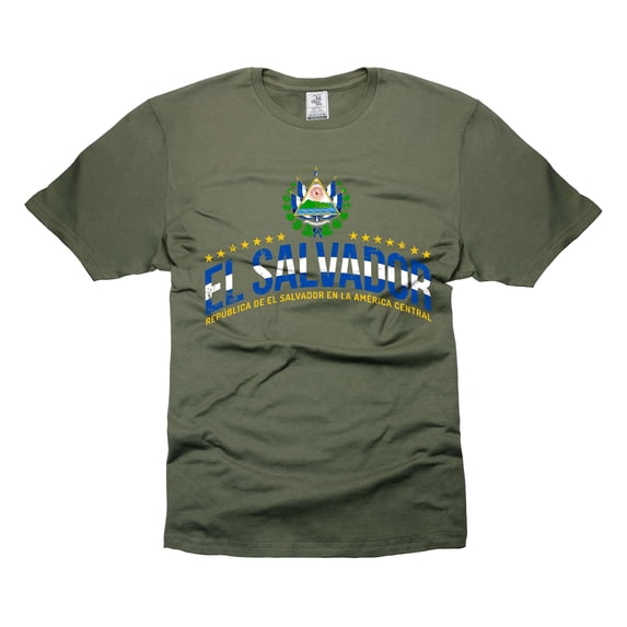 El Salvador Patriotic Shirt El Salvador Tee Shirt Mens Womens El Salvador Unisex Tee For Him Her (4X-Large Military Green)