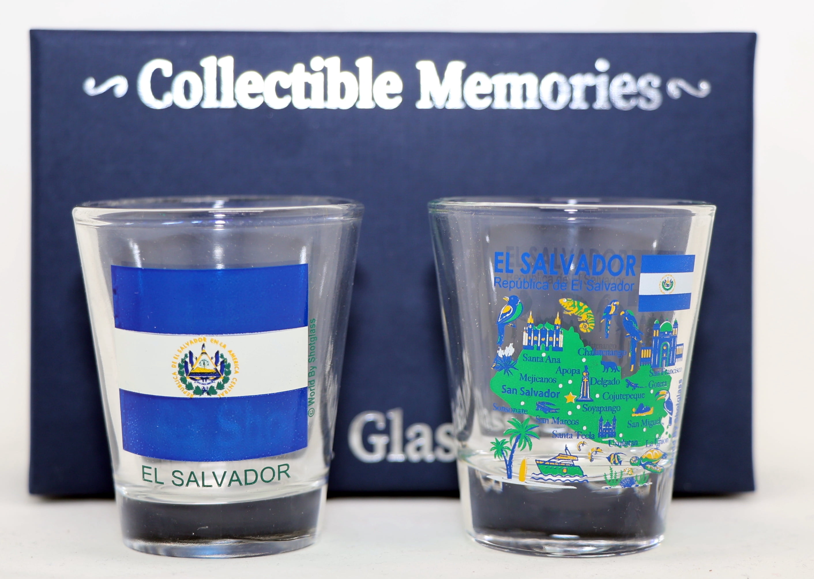 Panama Cobalt Blue Frosted Shot Glass – Rare Souvenir Collectible 2.25” Tall