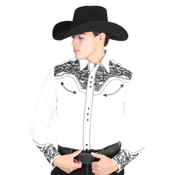 El Señor De Los Cielos Embroidery Shirt White/Black 44334