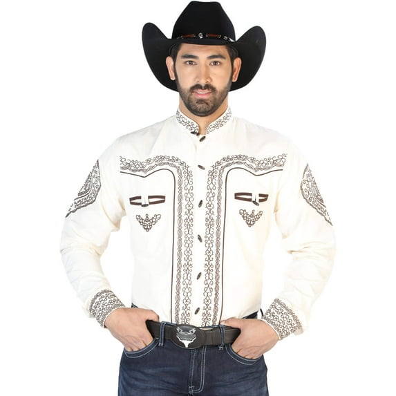 El Señor de los Cielos Charro Embroidery Shirt Beige/Brown 126690
