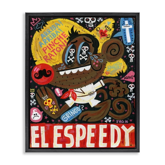 Stupell Industries El Speedy Culture Collage Black Framed Floater Canvas Wall Art, design by Jorge R. Gutierrez