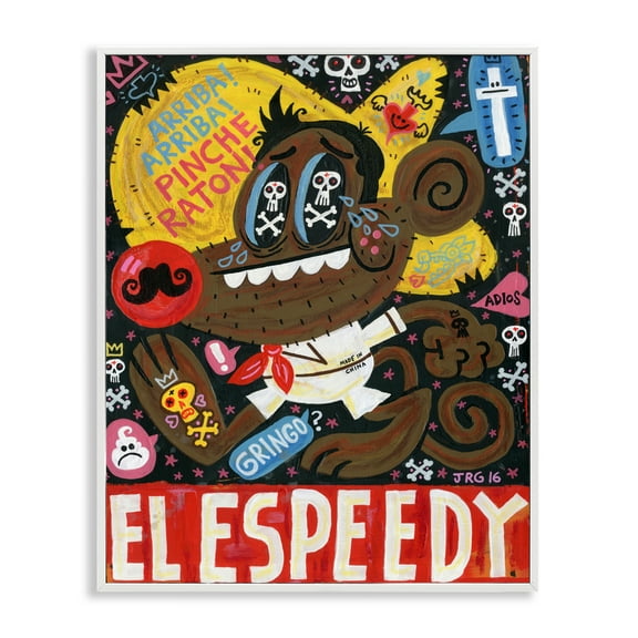 El Speedy Culture Collage White Framed Giclee Art, 24 x 30, Made In USA