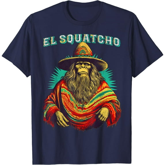 El Squatcho Poncho Western Bigfoot Funny Sasquatch Unisex T-Shirt for Men Women Kids Toddler,Navy Color,Size 3T