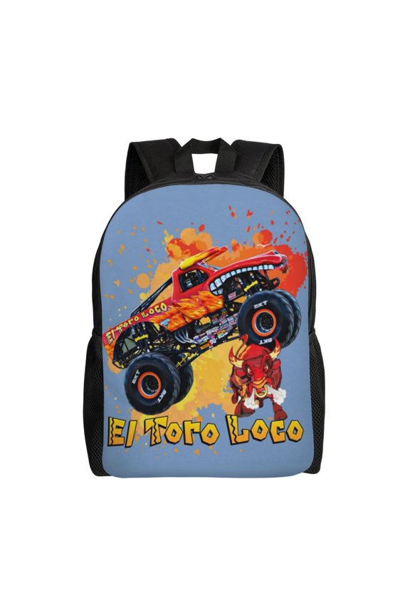 Monster Trucks Large Backpack Lightweight Laptop Bag Daypack Travel Backpack for Men Women