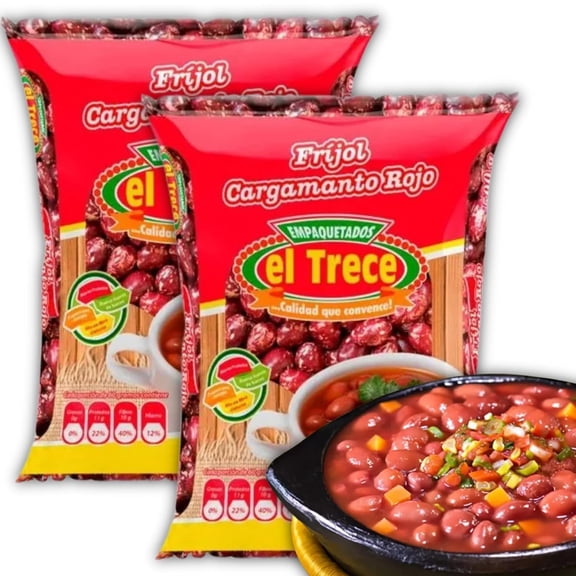El Trece Cargamanto Rojo Red Beans 17.64 oz (Pack of 2) para Bandeja Paisa, Frijolada - Imported from Colombia