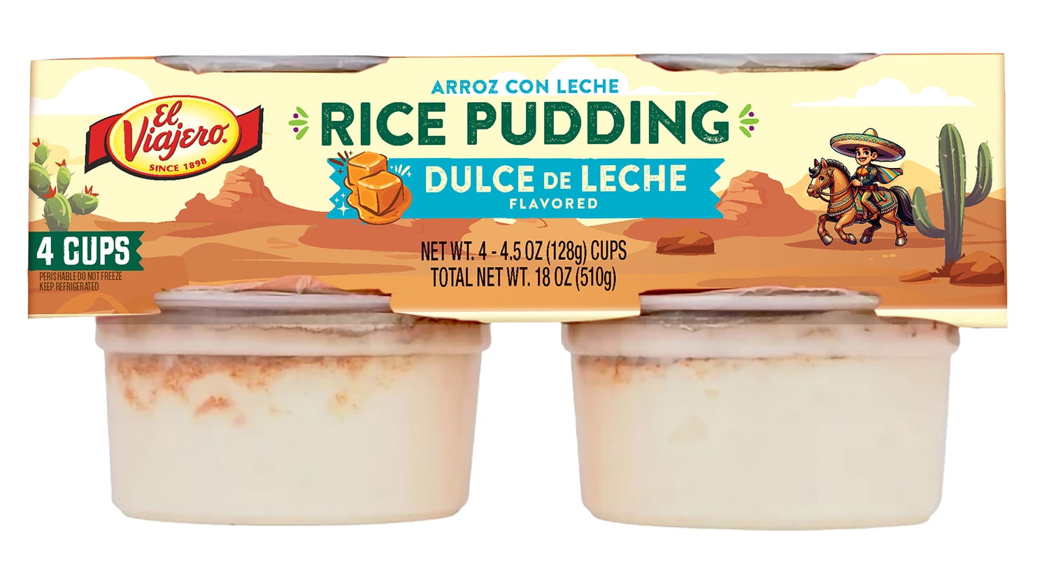 El Viajero Dulce de Leche Rice Pudding, 4.5 oz, 4 Pack