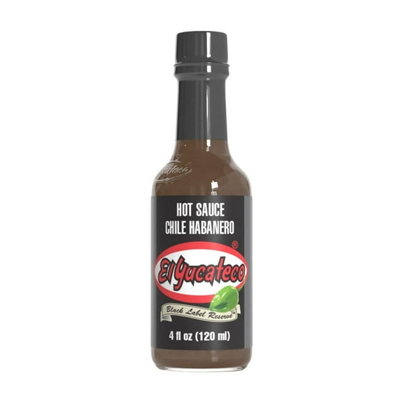 El Yucateco Black Label Reserve Chile Habanero Hot Sauce, 4 oz, No Allergens Contained