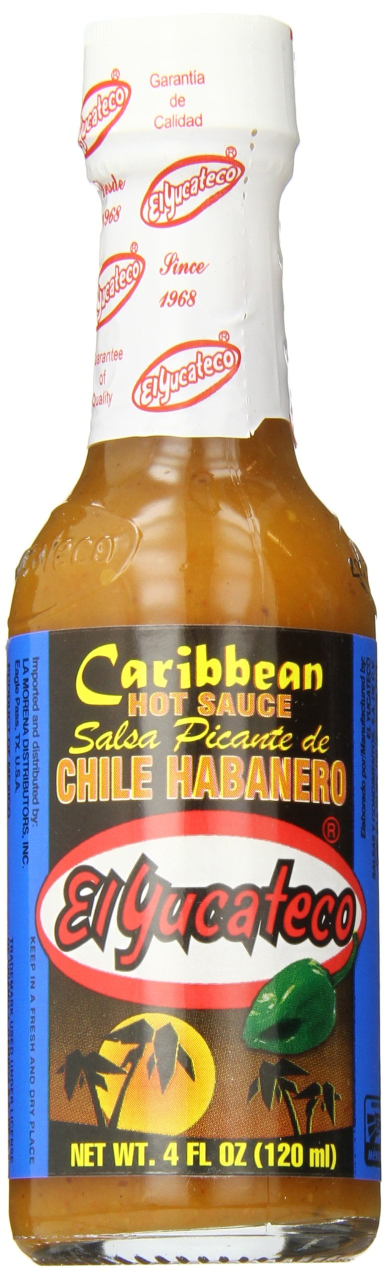 El Yucateco Caribbean Habanero Hot Sauce, 4 OZ (Pack of 12)
