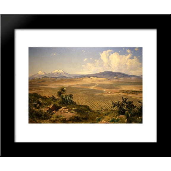 El valle de México 20x24 Framed Art Print by Jose Maria Velasco Gomez