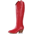 thumbnail image 1 of ElElax Cowboy Boots for Women, Cowgirl Boots Low Chunky Heel Embroidered Pull On Side Zip Pointed Toe Western Boots, 1 of 6