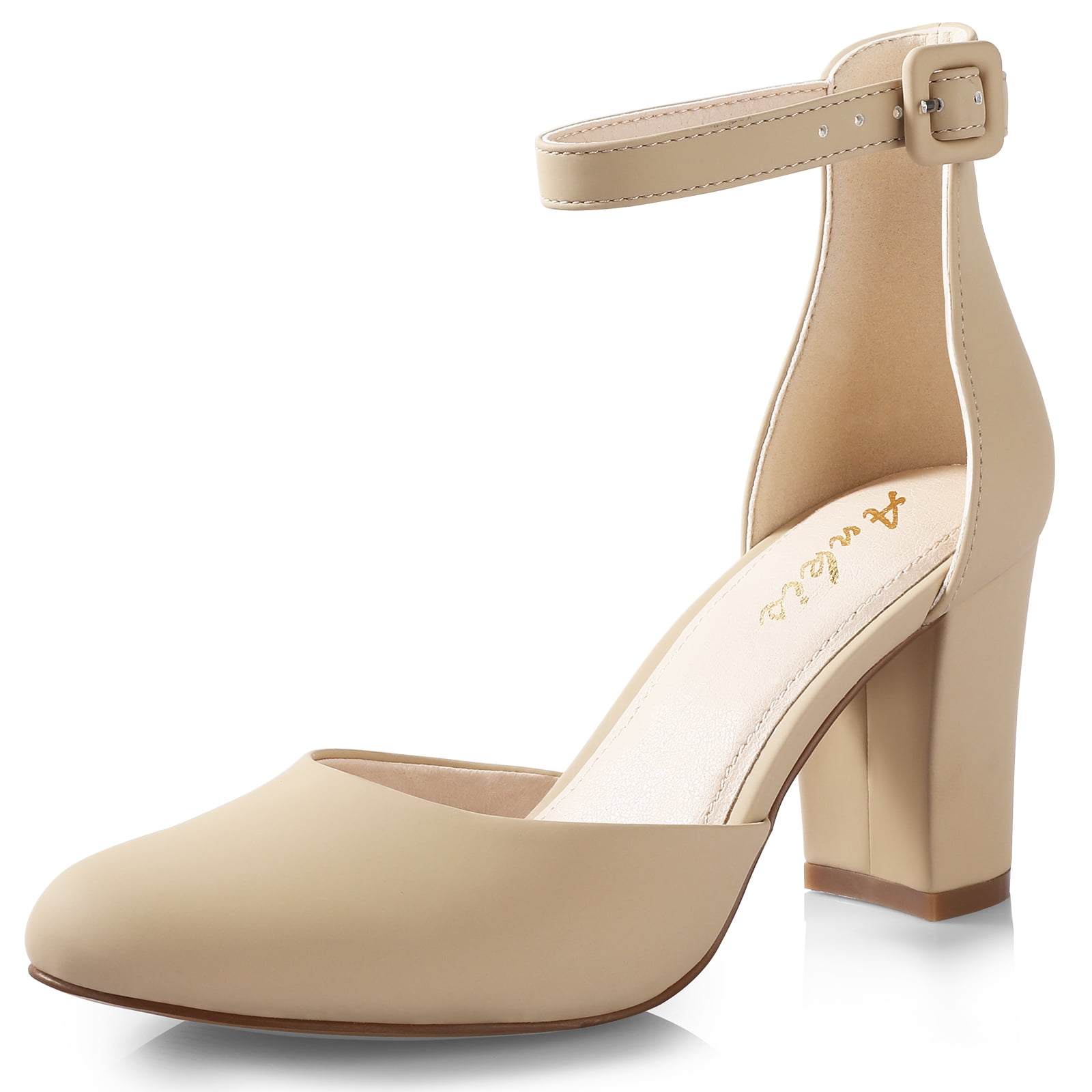 block heels with ankle strap closed toe