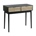 thumbnail image 1 of Ela 35 Inch 2 Drawer Wood Console Table, Woven Rattan Panels, Brown, Black- Saltoro Sherpi, 1 of 5