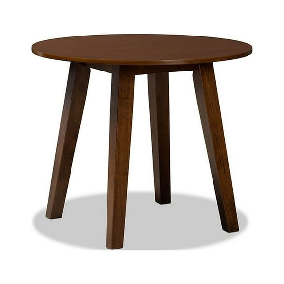 Ela Modern and Contemporary Walnut Brown Finished 35-Inch-Wide Round Wood Dining Table