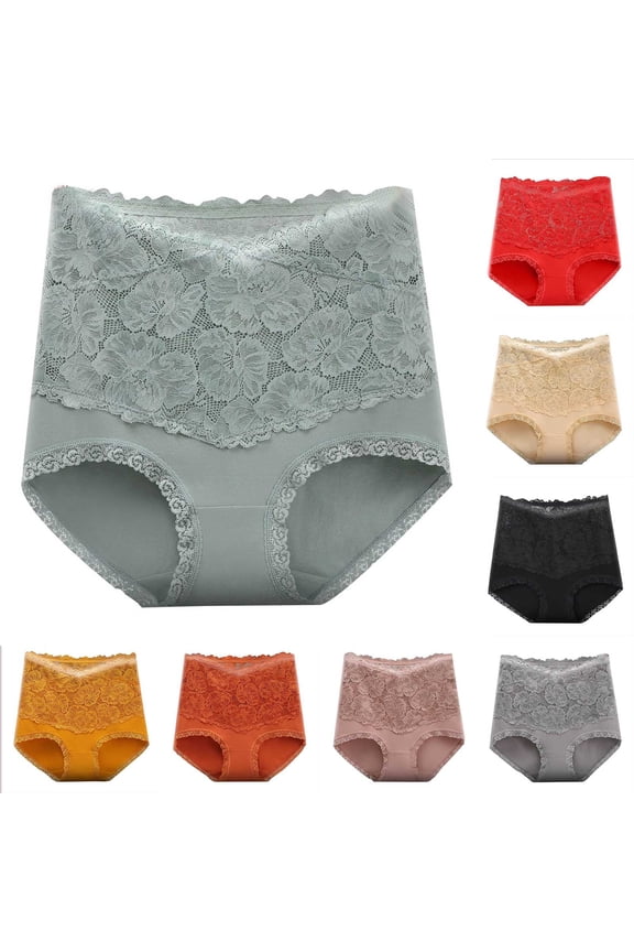100% Cotton Underwear for Women Lace High Cut Panties Full Coverage Briefs Soft Stretch Panties for Women M-3XL