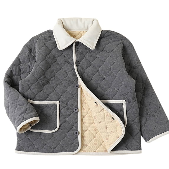 Elabch 12-17Y Teen Girls Jacket Thermal Tops Single Breasted Jacket New Fashion Patchwork Printing Windbreaker Coat Outerwear, Size 12Y-17Y