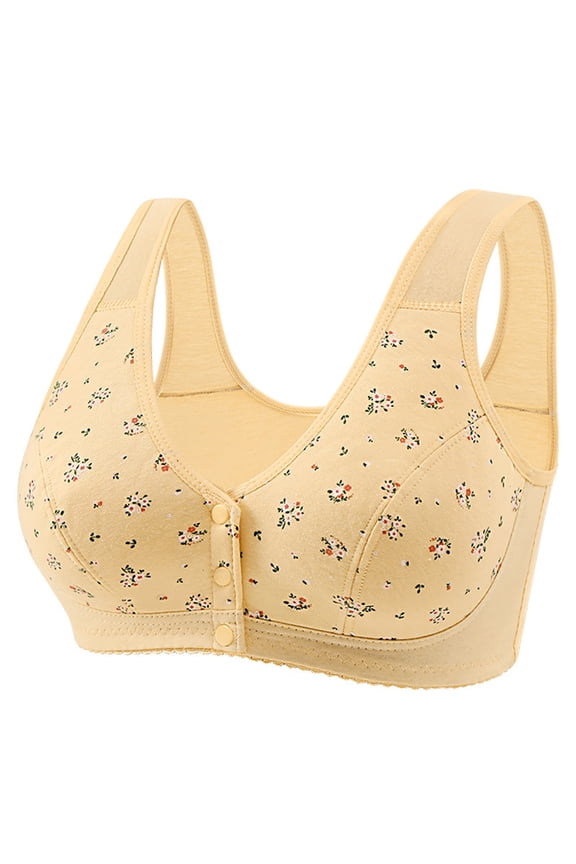 Up to 50% off Daisy Bra for Women Plus Size Front Button Closure Bras Older Women No Underwire Easy Close Bra Soft Cup Sleep Bra Full Coverage Everyday Bras Beige XXL