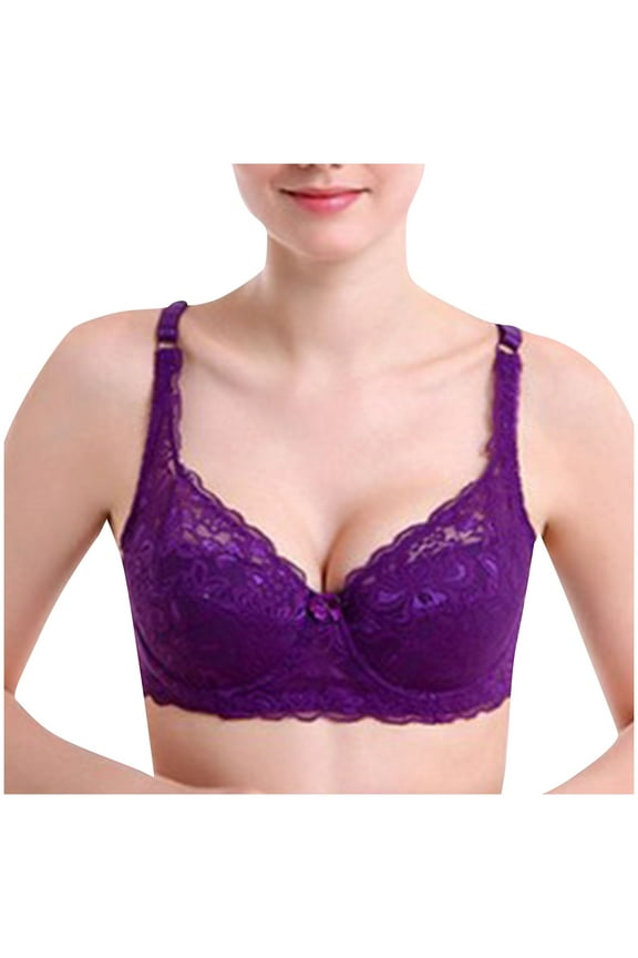 Bras for Women Full Coverage Underwire Bras, Womens Bra Gathered Together Large Size Daily Bra Plus Size Lifting Lace Bra No Rims, 75C-100C