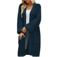 thumbnail image 1 of Elabch Cardigan Sweaters for Women Chunky Knit Long Sleeve Sweater Plus Size Loose Long Cardigans Coat with Pockets Navy, S-5XL, 1 of 6