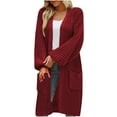 thumbnail image 1 of Elabch Cardigan Sweaters for Women Chunky Knit Long Sleeve Sweater Plus Size Loose Long Cardigans Coat with Pockets Wine, S-5XL, 1 of 6
