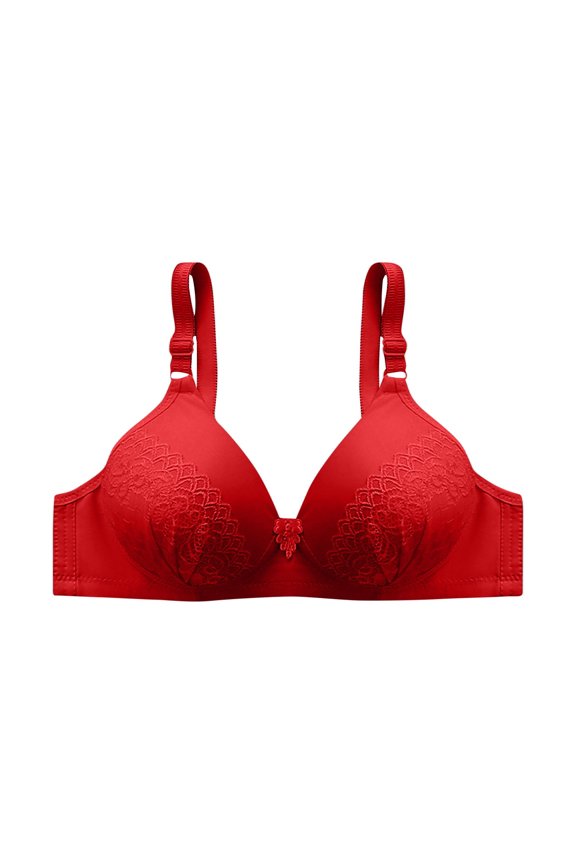 Womens Lace Bra Push Up Bras for Women Wirefree Everyday Bras Full Coverage Comfortable Gathered Together Bras Support Bras for Everyday, 80C-95C