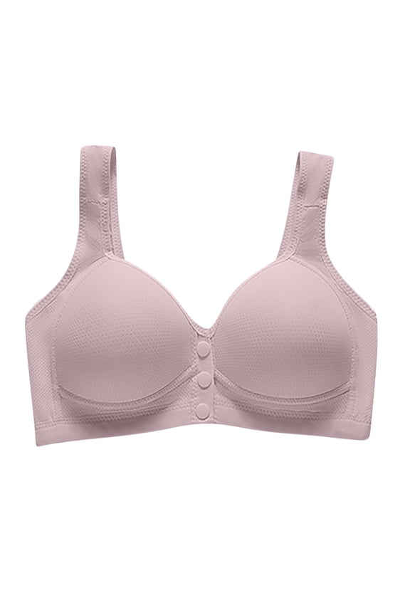 Daisy Bra for Seniors, Front Button Closure Bras, Push Up Bras Plus Size Full Coverage Comfortable Everyday Bras Front Open Daisy Bras for Older Women Gray L