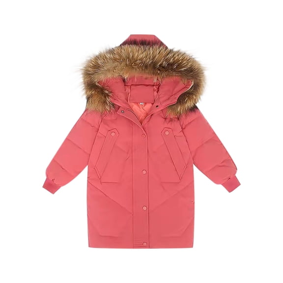 Elabch Girls Parka Puffer Jacket for Kids Long Winter Coats Zip Hooded Snow Coat Thick Waterproof Solid Light Puffer Padded Jacket Winter Down Coats for Kids on , Sizes 10-14Y