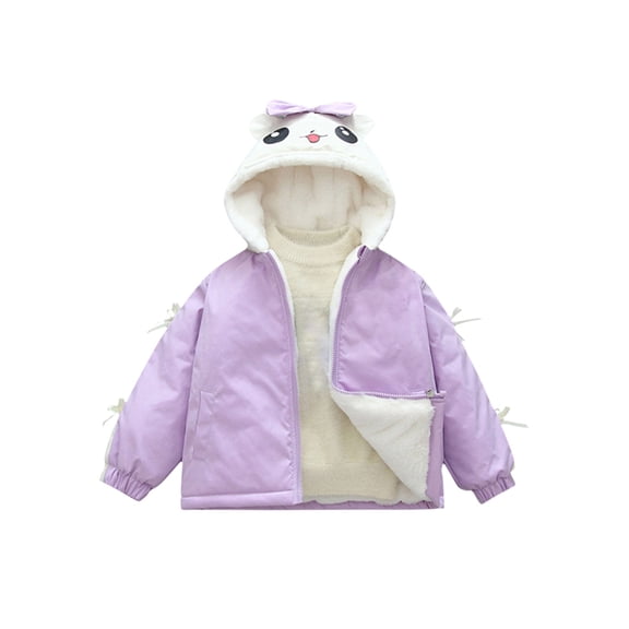 Elabch Infant Girls Toddler Fleece Jacket with Hooded Zip Up Jacket Cute Printing Warm Fleece Lined Coat, Sizes 9M-8Y