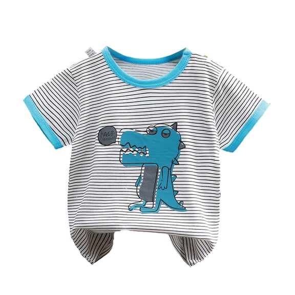 Elabch Toddler Boys Girls Cotton T Shirt Kids Short Sleeve Graphic Tops Crewneck Button Sleepwear Tshirt Summer Soft Basic T Shirt Size 2Y-6Y